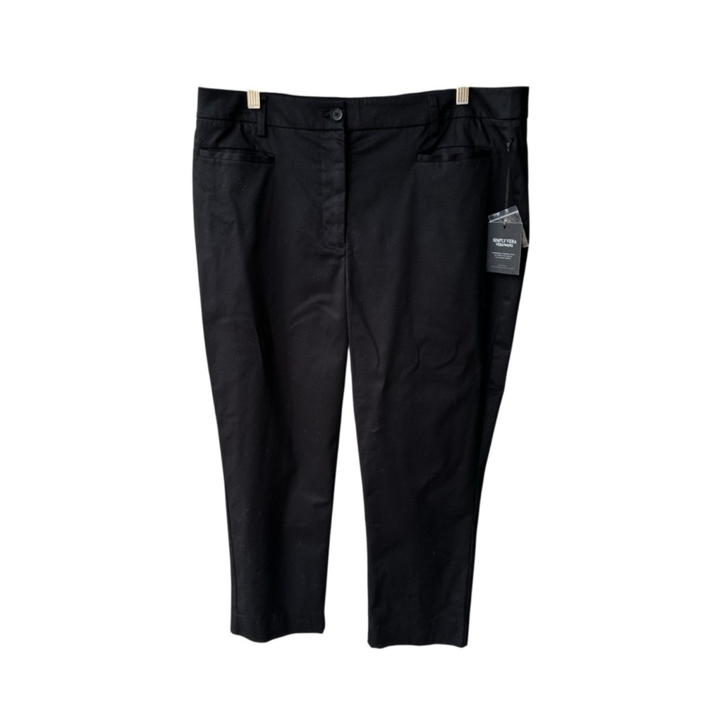 Simply Vera Wang Pants Black Polished Twill Stretch Ankle Business Size 16 NWT
